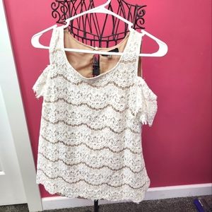 Cold shoulder lace top